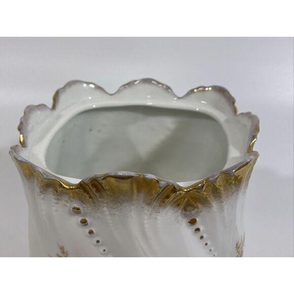 Antique A Lanternier Limoges France Hand Painted Lidded Biscuit Jar Tea Caddy 7" - Picture 8 of 12